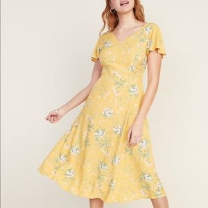 NWOT Old Navy Yellow Floral Midi Dress